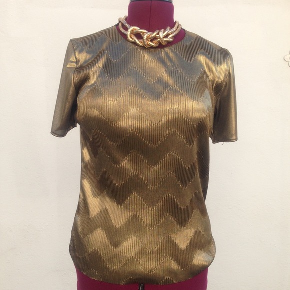 Vintage Tops - 🚚MOVING SALE! Vintage gold lamé chevron blouse