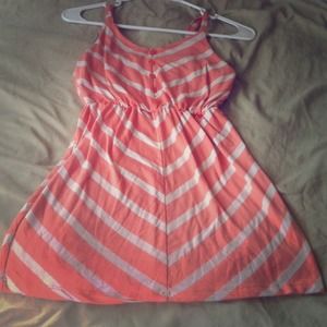 Coral and white stripe mini dress