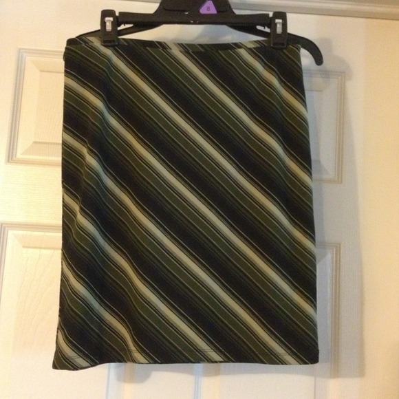 Multi color green and black striped skirt.