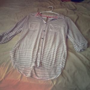 White with black strip button down collar shirt