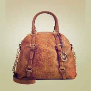Michael Kors Bedford Ostrich-Embossed Satchel
