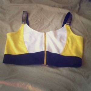 Yellow black and white crop top