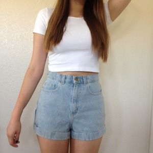 American Apparel high waist jean cuff short