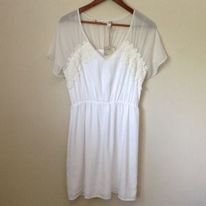 C&V White Beige Lace Midi Wedding Dress