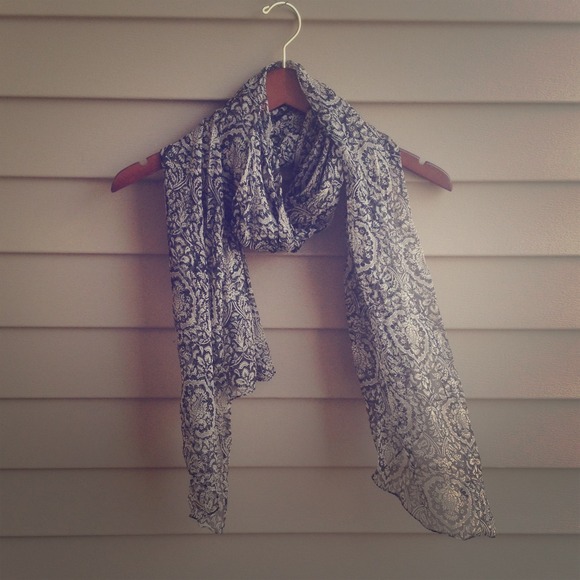 Accessories - Lotus damask print silk scarf