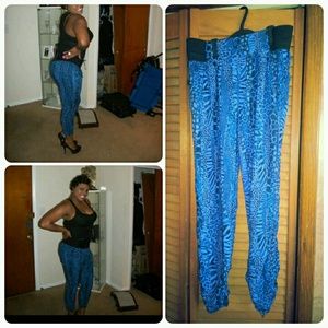 Blue and black leopard pants