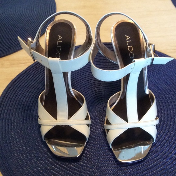 White Aldo heels with straps
