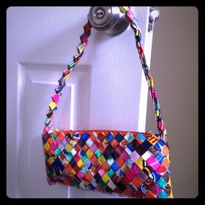 Fun orange candy wrapper purse