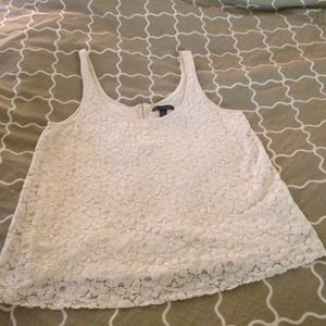 Cream Cotton & Lace Top