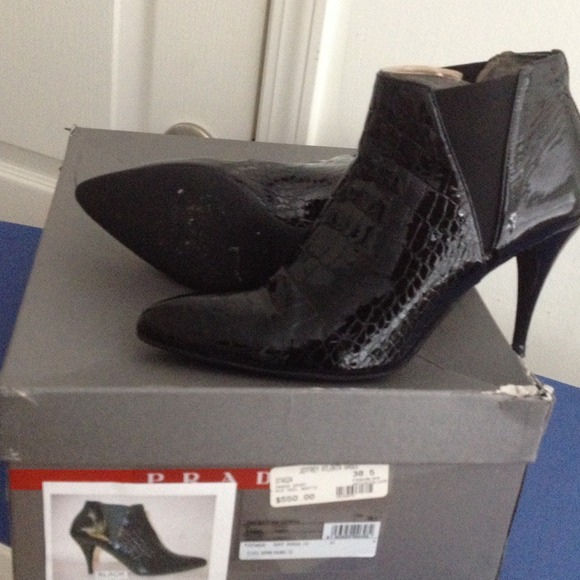 Black leather Prada ankle boots