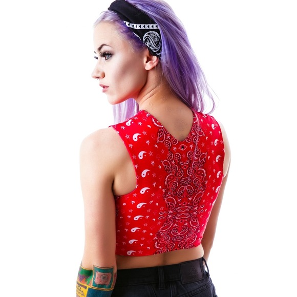 ❌SOLD❌ UNIF Bandana X Crop - Picture 2 of 2