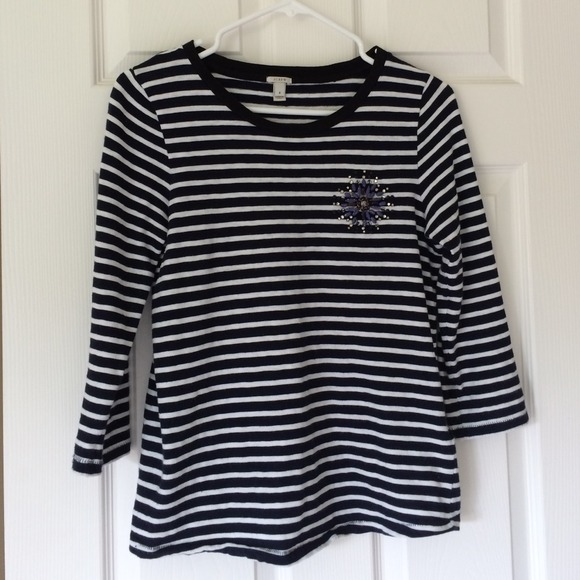 J Crew Jeweled Stripe T-Shirt