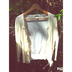 J. CREW - cream ruffle cardigan