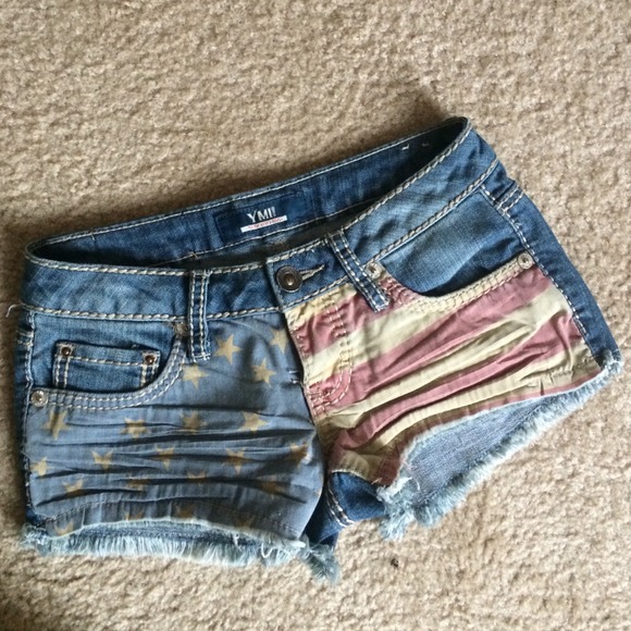 American flag denim shorts