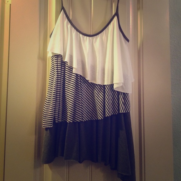 PRICE LOWERED. Striped Ruffle Tank Top - Picture 1 of 3