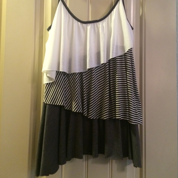 PRICE LOWERED. Striped Ruffle Tank Top - Picture 2 of 3