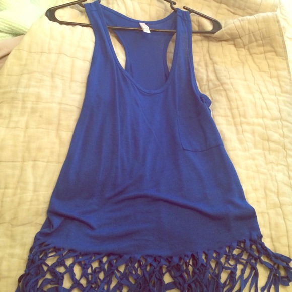 Royal Blue Fringe Tank - Picture 1 of 3