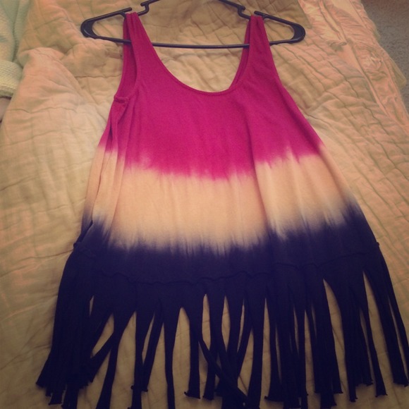 Tie-Dye Fringe Tank Top.