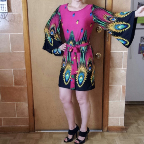 Dresses & Skirts - ***HP *** NWOT Pink peacock dress :)
