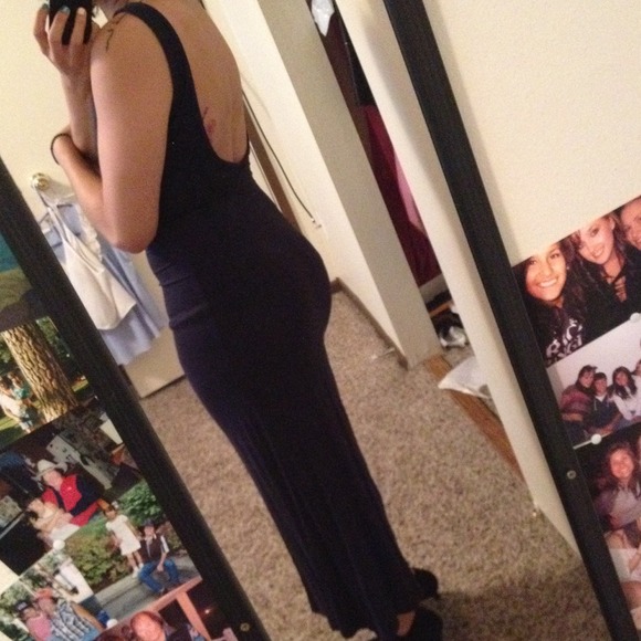 Long Navy Plain Dress & Sunflower Maxi Skirt