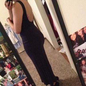 Long Navy Plain Dress & Sunflower Maxi Skirt