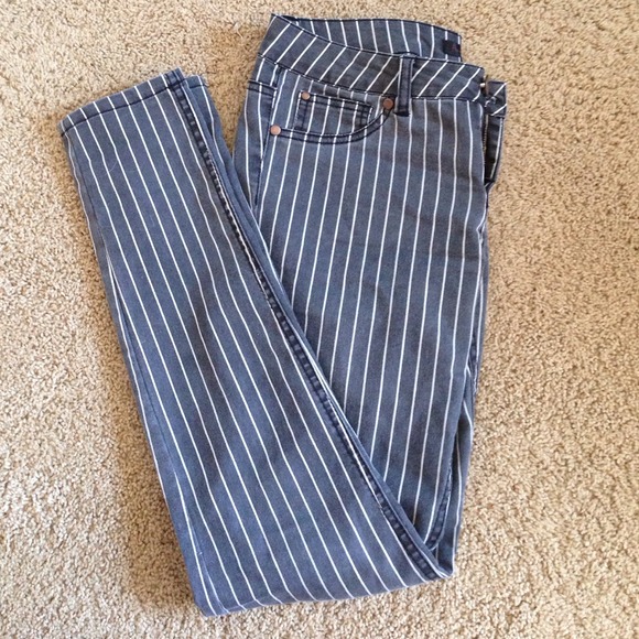 Gray and White Striped Pants