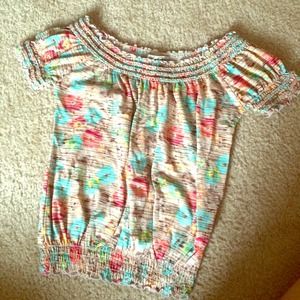 Banded floral blouse