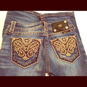 Miss Me Jeans with Tan/Pink Pocket Detailing