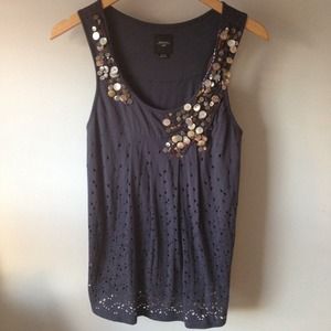 Navy tank with shell neckline from Anthropologie