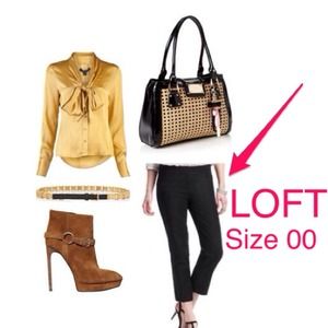 LOFT Zoe Fit 00 Cropped Black Dress Pants