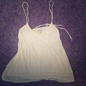 White Linen American Eagle Spaghetti Strap Tank