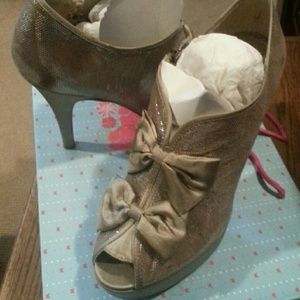 Glitzy and Glam Gold/Silver Booties with Bow
