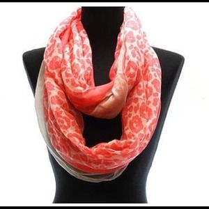 Coral Pink Leopard Infinity Scarf