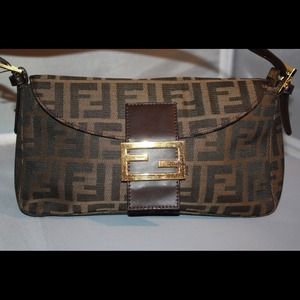 FENDI Zucca baguette handbag purse AUTHENTIC!