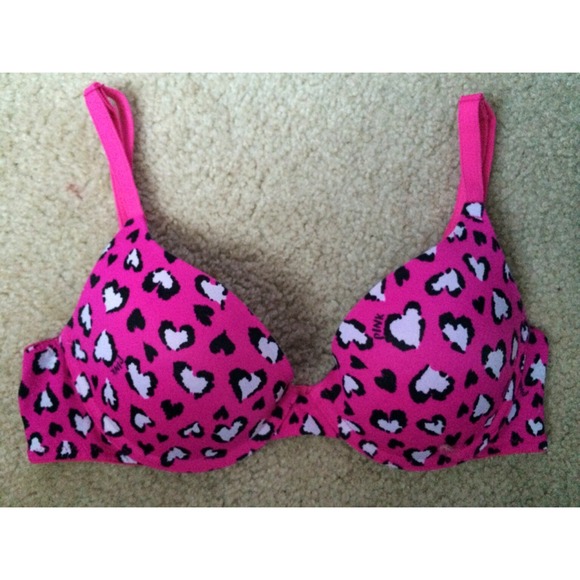 PINK Victoria's Secret Other - Hot Pink heart/leopard print VS PINK push up bra!