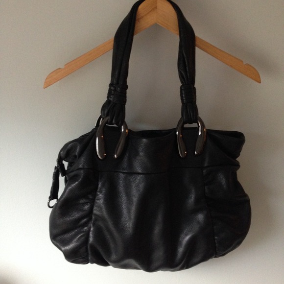 Black leather Via Spiga bag with leopard lining!