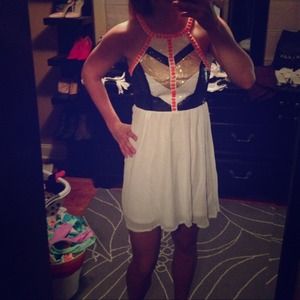 NWT Summer Sequin, Neon & White Dress!