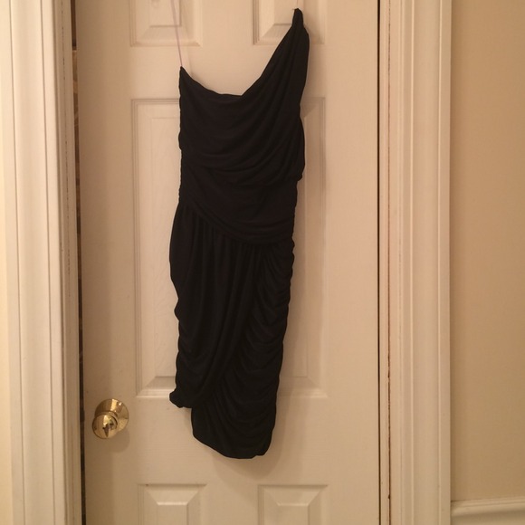 Wrap body dress. One shouldered