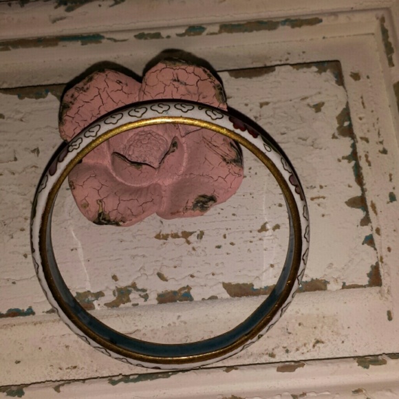 🍀VINTAGE HP×3🍀 Floral Cloisonne' Enamel Bangle - Picture 3 of 4