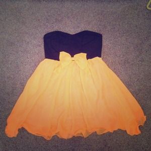 Strapless Sweetheart Neckline Paprika Bow Dress