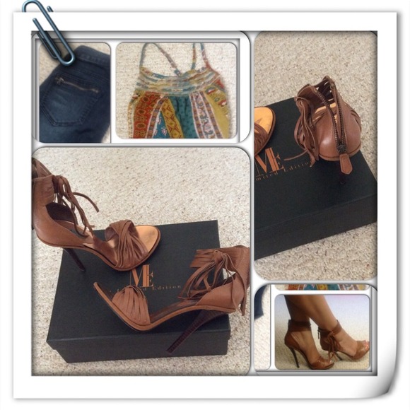 π SOLD! Mia Ankle Cuff Back Zip Sandal w/Fringe - Picture 3 of 4