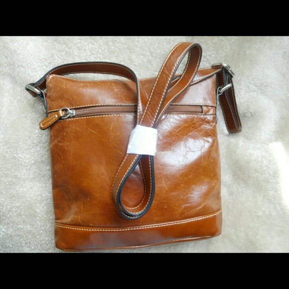 Giani Bernini Genuine Glazed Leather Crossbody bag - Picture 4 of 4