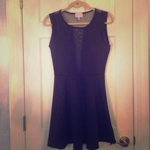 Black Sheer Plunging Neckline Dress