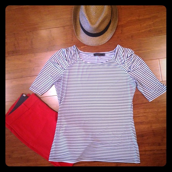 The Limited Tops - Limited White and Navy Stripe top
