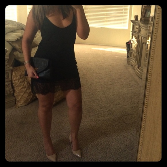 bebe Dresses & Skirts - Chic black lace cami dress ❤️