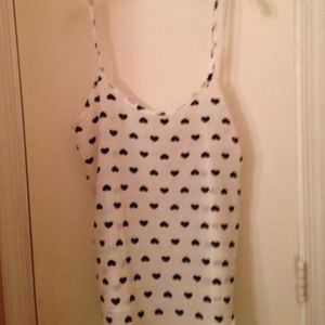 White tank top with black hearts