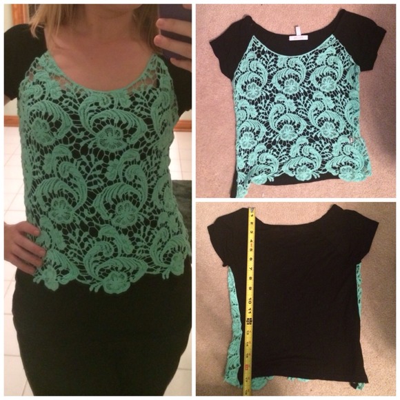 deLiA*s Tops - Mint Lace and Black Top