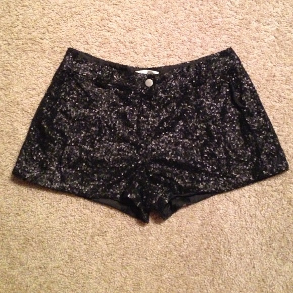 Black sequin shorts
