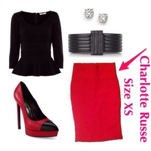 XS Red Charlotte Russe Pencil Skirt