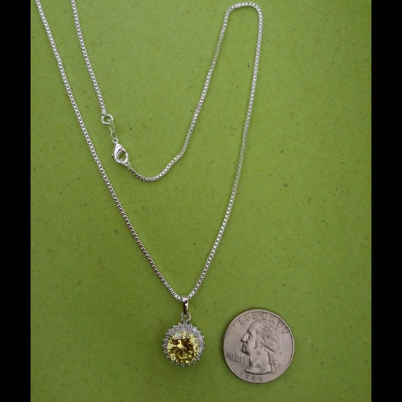 💚925 Silver Green/Yellow Topaz 16" Necklace💚 - Picture 4 of 4